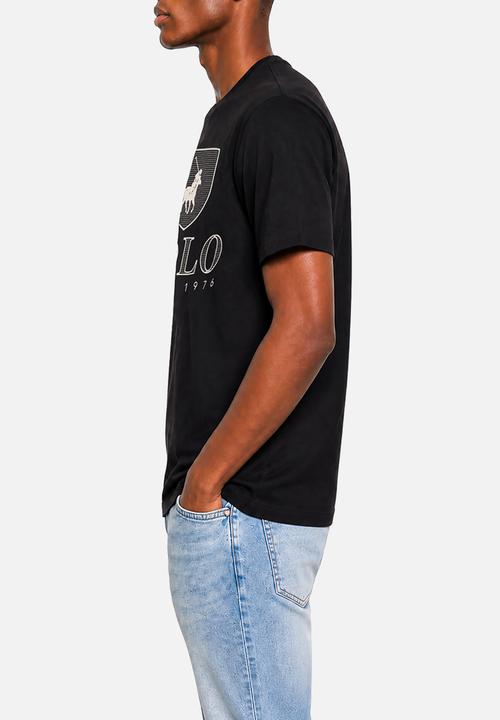 POLO - MENS CREW NECK PRINTED  SS TEE - Black