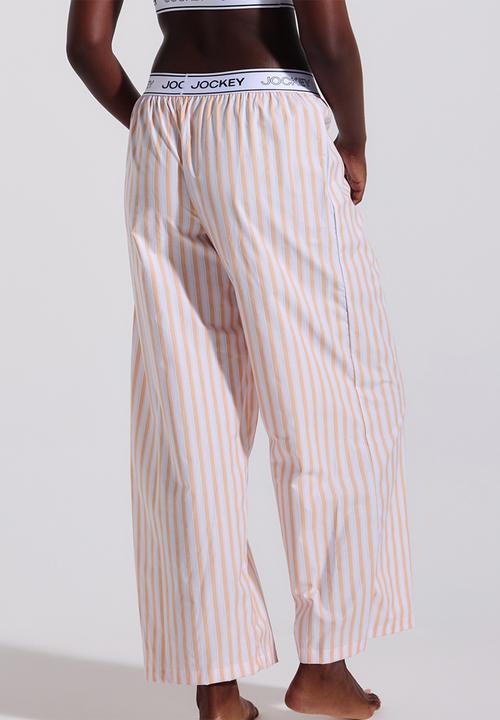 Jockey - Easy edit woven stripe pj pants - orange & pink stripe