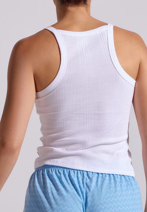 Jockey - Ladies verigated rib racer back vest - white