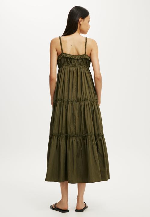 Cotton On - Poppy Tiered Maxi Dress - Khaki Green