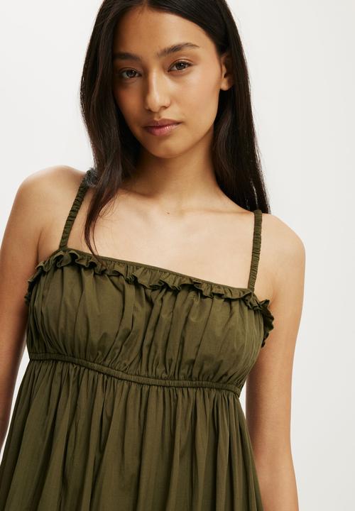 Cotton On - Poppy Tiered Maxi Dress - Khaki Green