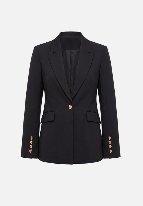 Forever New - Trixie gold button blazer in black