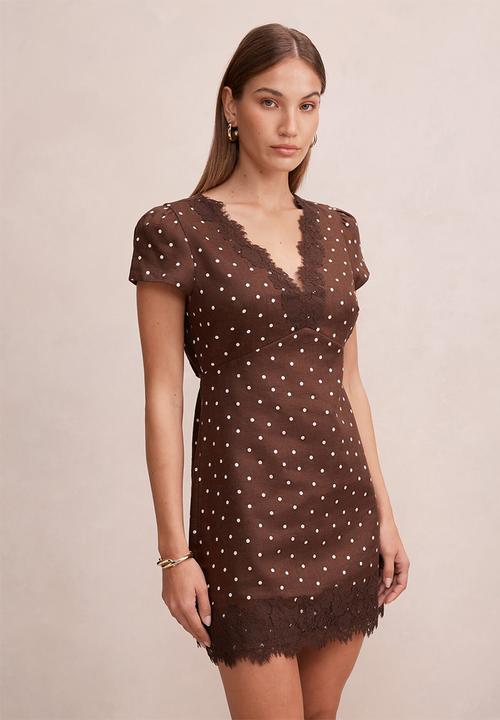 Forever New - Lexi lace trim linen mini dress - findon spot