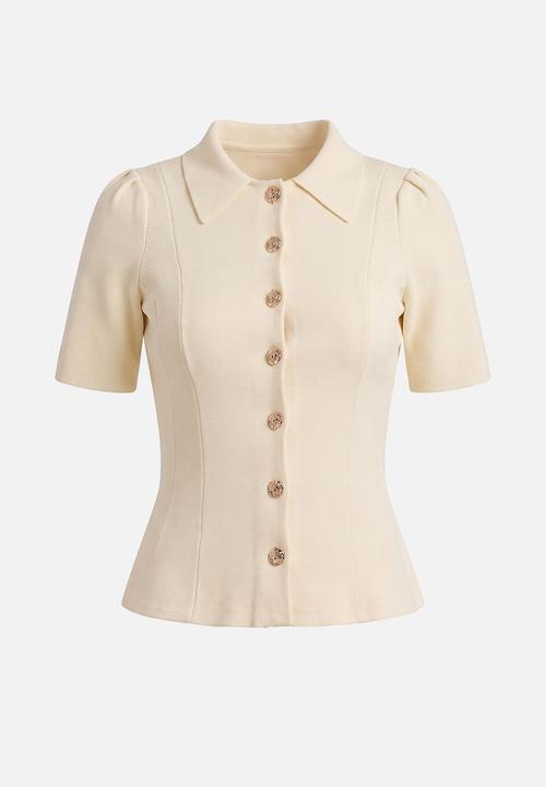Forever New - Esther button knit top in lemon yellow co ord