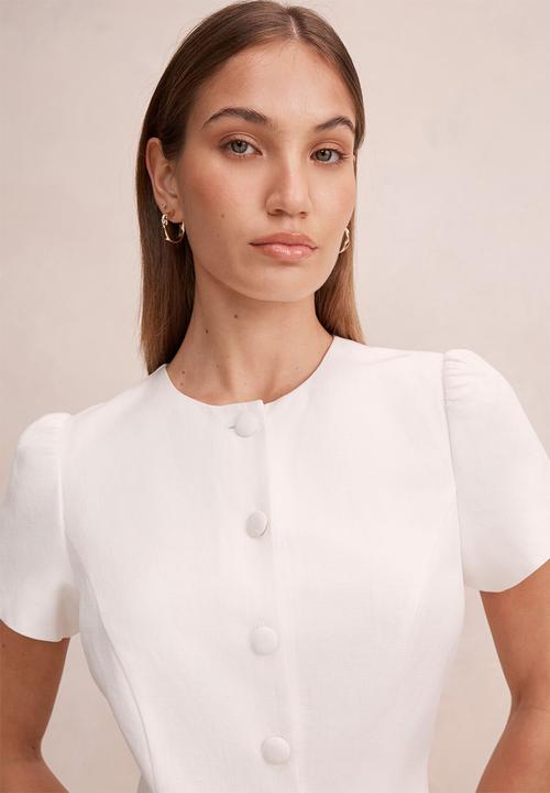 Forever New - Elinda button up linen mini dress - porcelain