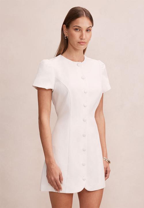 Forever New - Elinda button up linen mini dress - porcelain