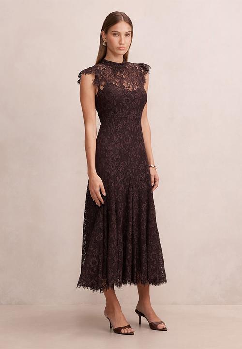 Forever New - Arielle lace midi dress - plum brown