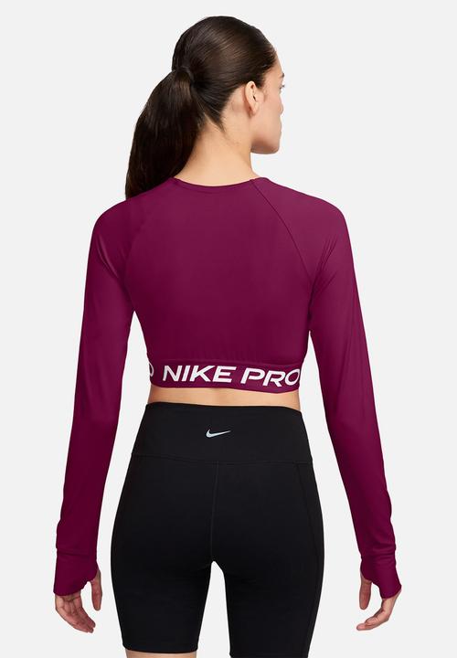 Nike - W Nk Pro Dri-Fit Cropped Long-Sleeve Top - Trueberry/White