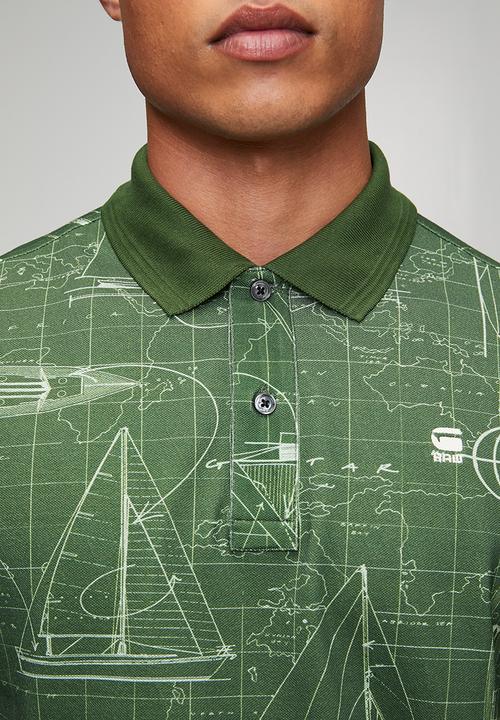G-STAR - Dunda Slim Aop Polo - Dk Nuri Green