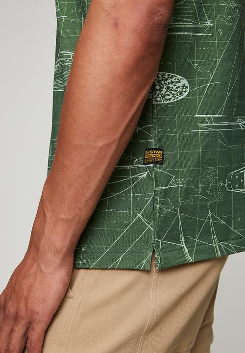 G-STAR - Dunda Slim Aop Polo - Dk Nuri Green