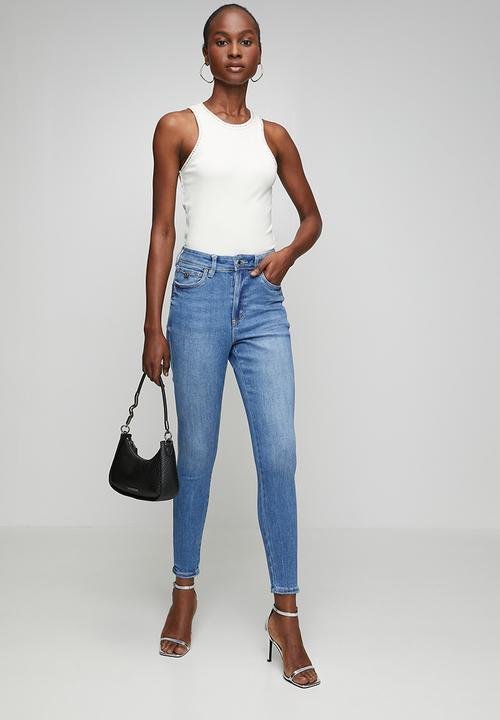 Steve Madden - Ladies zoe contour curvy mid wash skinny - mid blue
