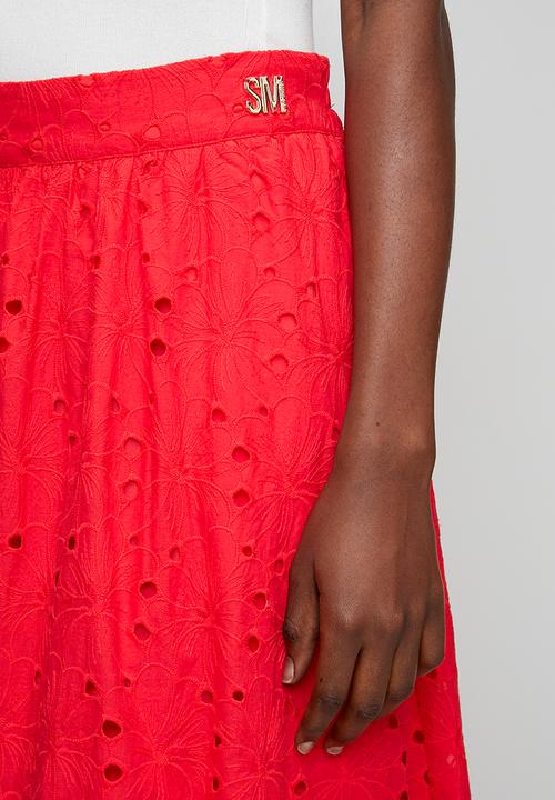 Steve Madden - Ladies althea anglaise midi skirt - red