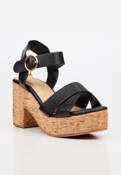 Miss Black - Amari 1 cork platform block heel - black