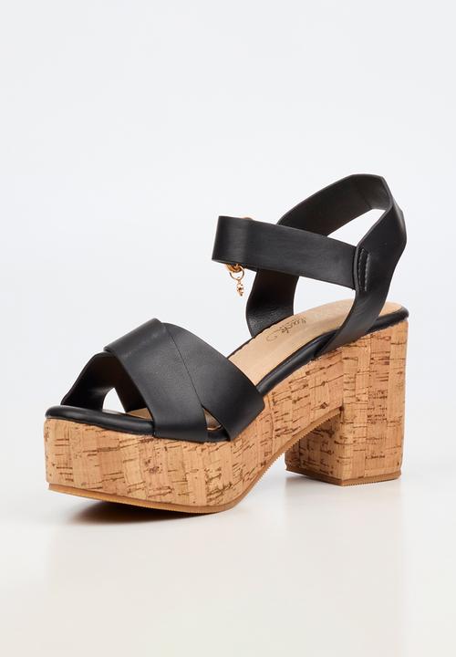 Miss Black - Amari 1 cork platform block heel - black