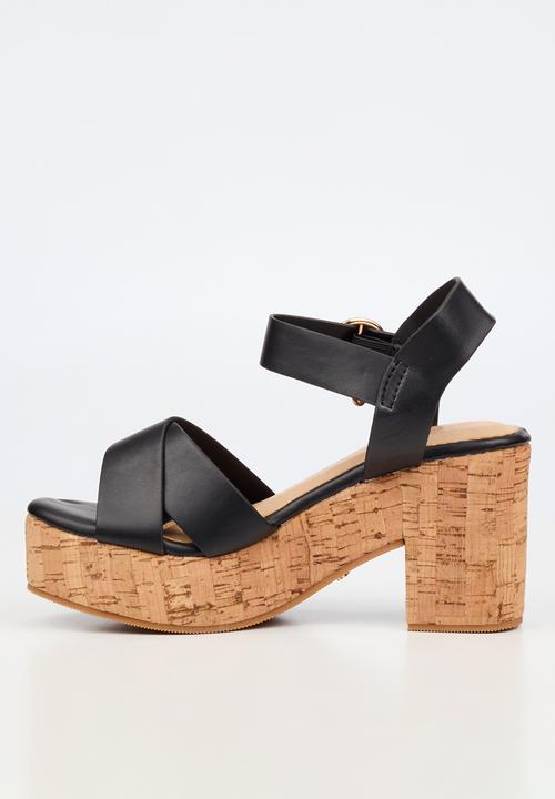Miss Black - Amari 1 cork platform block heel - black