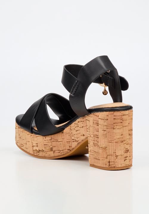 Miss Black - Amari 1 cork platform block heel - black