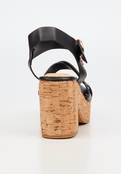 Miss Black - Amari 1 cork platform block heel - black