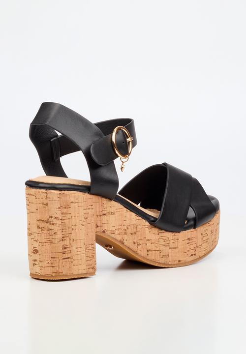 Miss Black - Amari 1 cork platform block heel - black