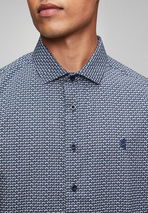 Pringle of Scotland - Pringle Tom Printed Tailored Long sleeve Shirt - Navy