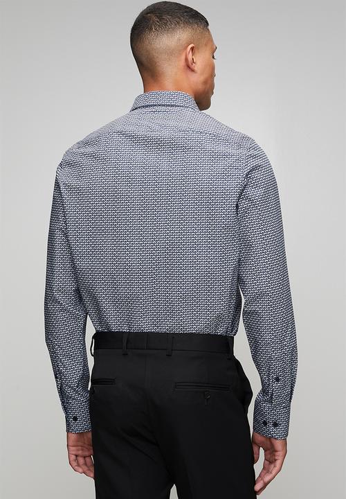 Pringle of Scotland - Pringle Tom Printed Tailored Long sleeve Shirt - Navy