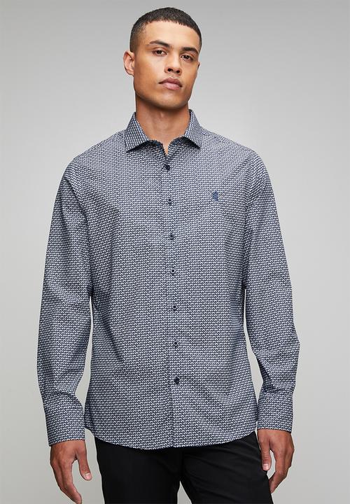 Pringle of Scotland - Pringle Tom Printed Tailored Long sleeve Shirt - Navy