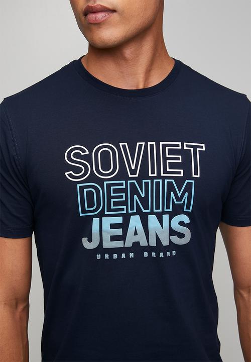 SOVIET - Crew Neck Fashion T-Shirt - Navy