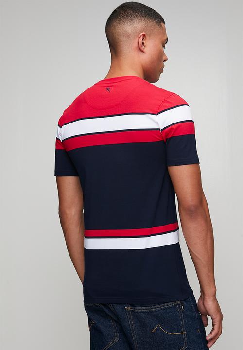 SOVIET - Yarn Dyed Stripe T-Shirt - Red