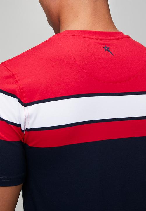 SOVIET - Yarn Dyed Stripe T-Shirt - Red