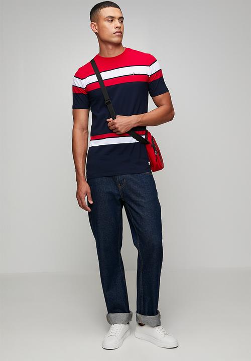 SOVIET - Yarn Dyed Stripe T-Shirt - Red