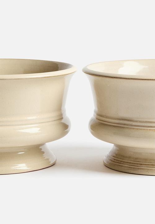 H&M - Wide reactive-glaze terracotta plant pot - light beige