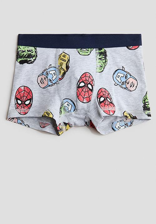 H&M - 5-pack trunks - light grey marl/marvel comics