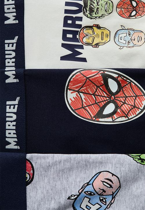 H&M - 5-pack trunks - light grey marl/marvel comics