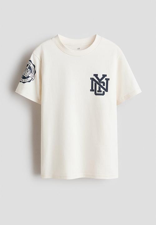 H&M - Printed cotton t-shirt - cream/nyc