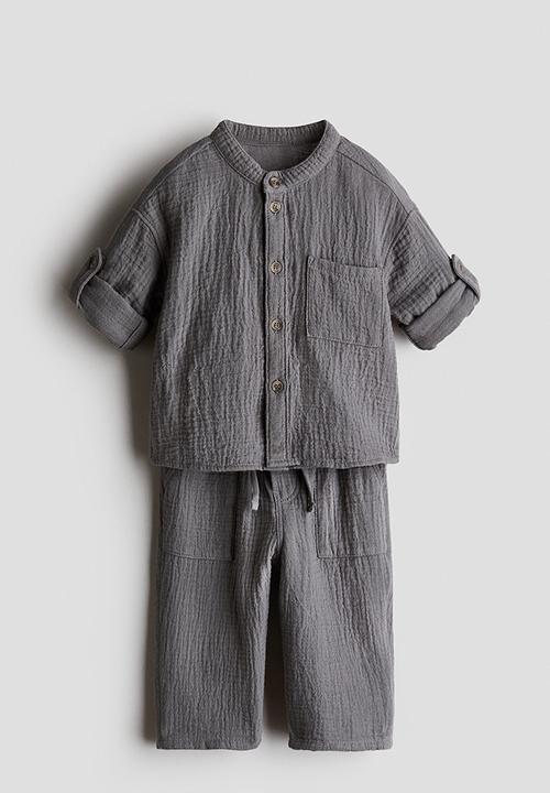 H&M - 2-piece cotton muslin set - grey