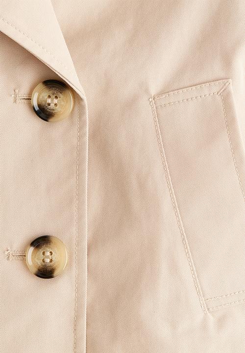 H&M - Short twill trench coat - light beige