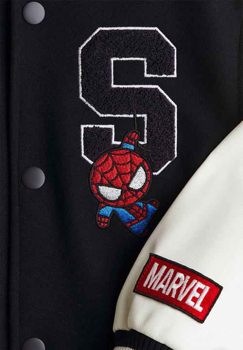 H&M - Motif-detail baseball jacket - navy blue/marvel comics
