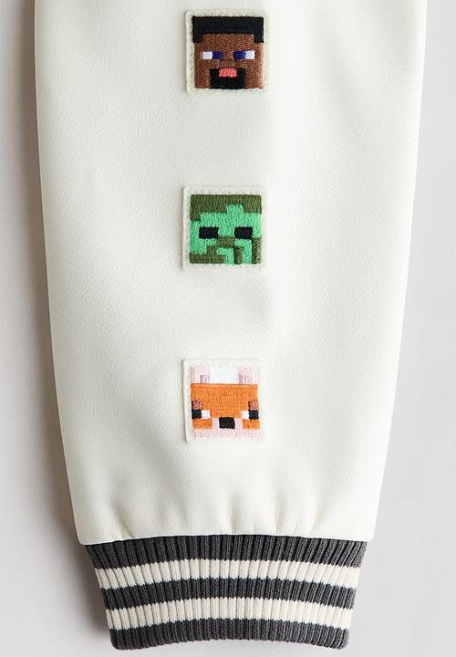 H&M - Motif-detail baseball jacket - grey/minecraft