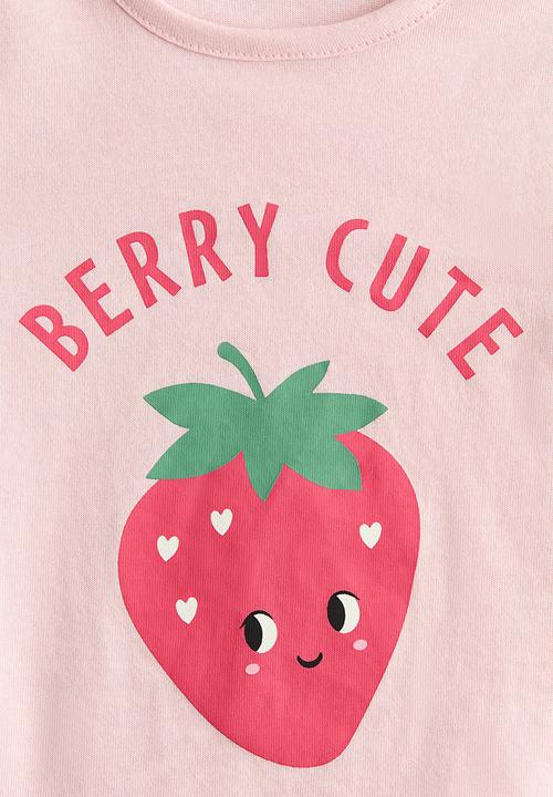 H&M - Printed cotton top - light pink/berry cute