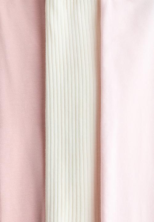 H&M - 3-Pack cotton jersey leggings - light pink/cream