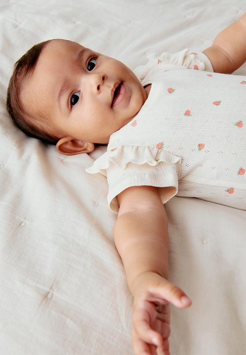 H&M - 2-piece printed cotton set - cream/berries