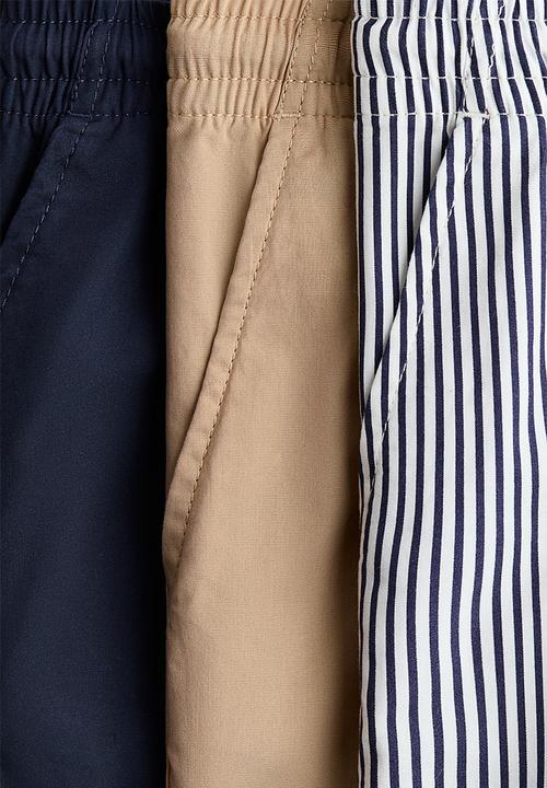 H&M - 3-pack cotton shorts - beige/striped