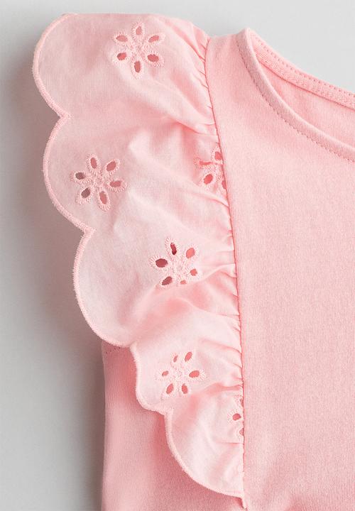 H&M - Flounce-trimmed cotton dress - light pink