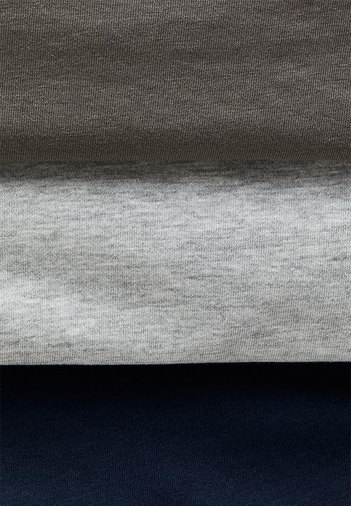 H&M - 3-pack long-sleeve t-shirts - navy blue/khaki green