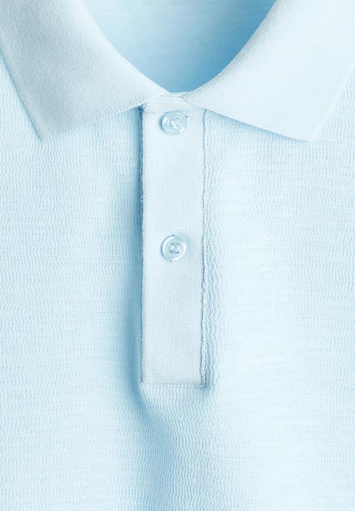 H&M - Slim fit jacquard-knit polo shirt - light blue