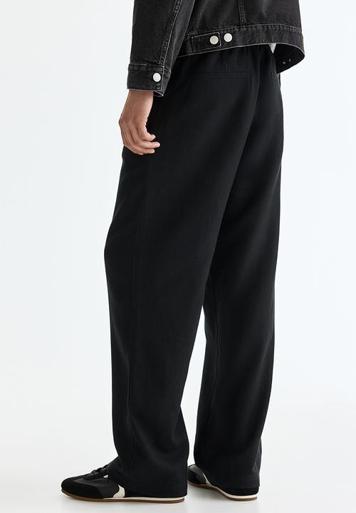 H&M - Relaxed fit linen-blend trousers - black