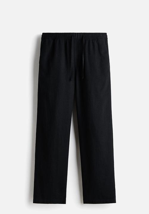 H&M - Relaxed fit linen-blend trousers - black