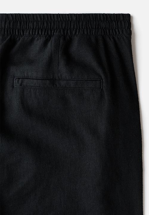 H&M - Relaxed fit linen-blend trousers - black