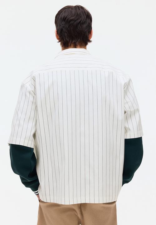 H&M - Regular fit embroidered-motif shirt - white/striped