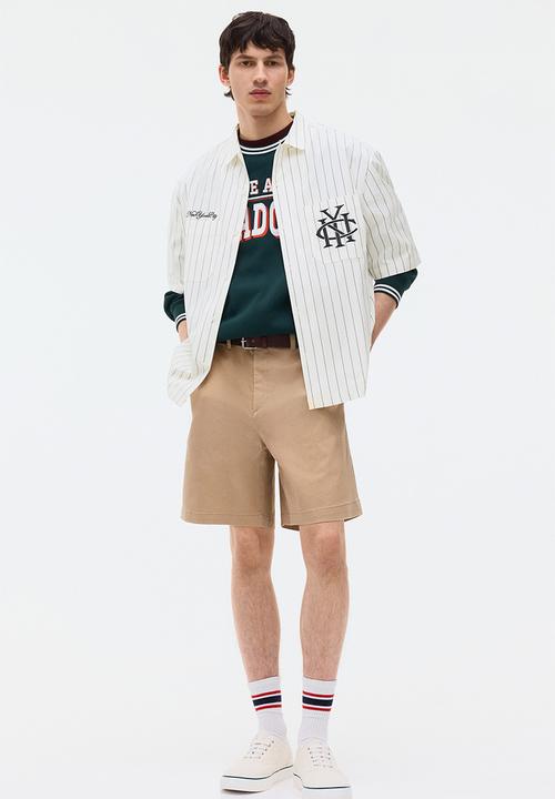 H&M - Regular fit embroidered-motif shirt - white/striped