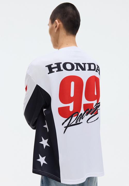 H&M - Oversized fit long-sleeved mesh top - white/honda